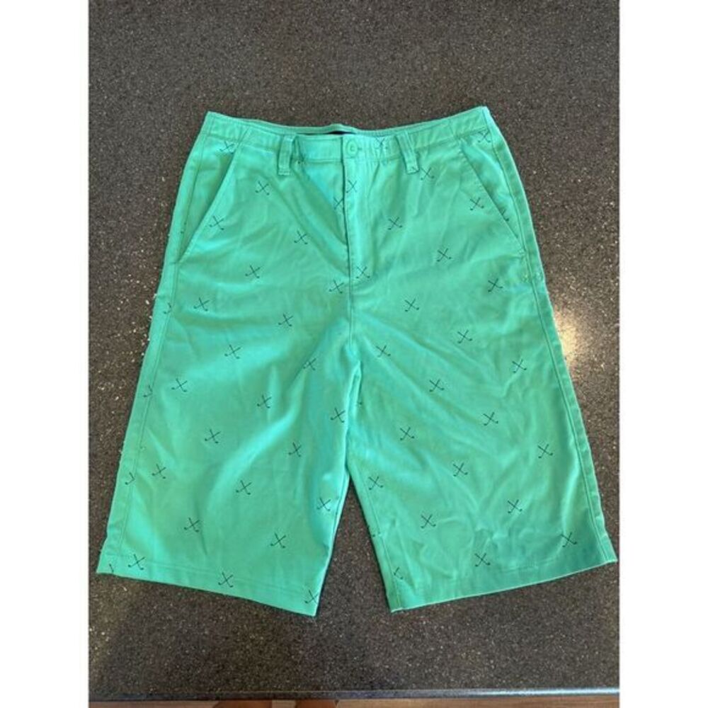 Under Armour Boys Youth‎ Gold Shorts Green With Clubs Size 20